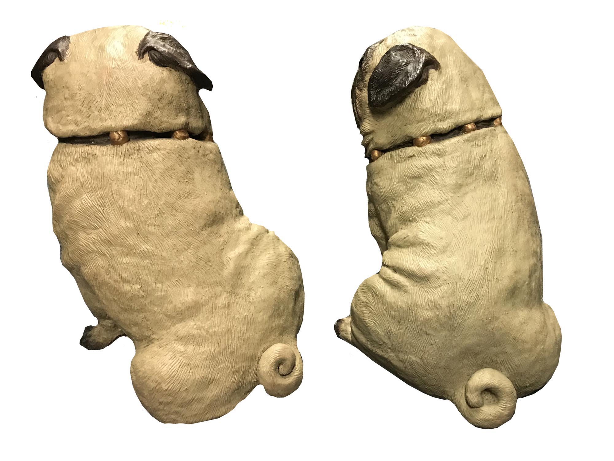 TWO AUSTRIAN TERRACOTTA FIGURINES OF PUGS C. 1890 PIC-6